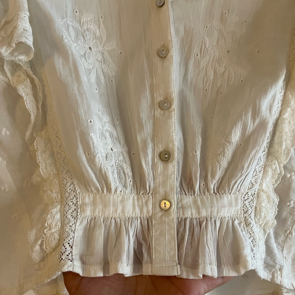 Loveshackfancy Embroidered Victorian Peasant Blou… - image 3